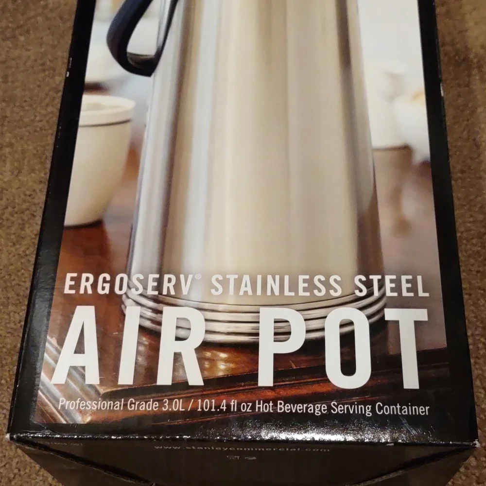 Stanley ergoserve stainless steel airpot for serving hot beverages, new